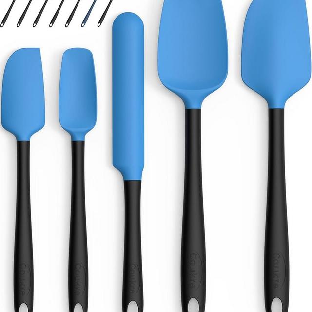 Coukre Silicone Spatula Set of 5,High Temperature Resistant, Food Grade Silicone, Dishwasher Safe, for Baking, Cooking (Blue Black)
