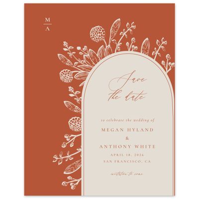Light Rust, Orange Wedding Digital Save the Date - Preciada Portrait
