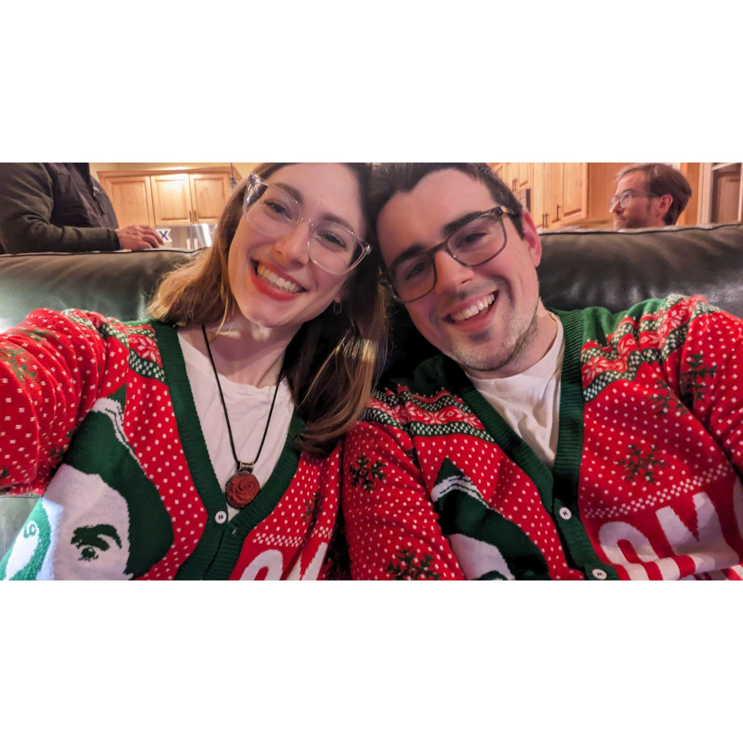 Christmas with matching cardigans