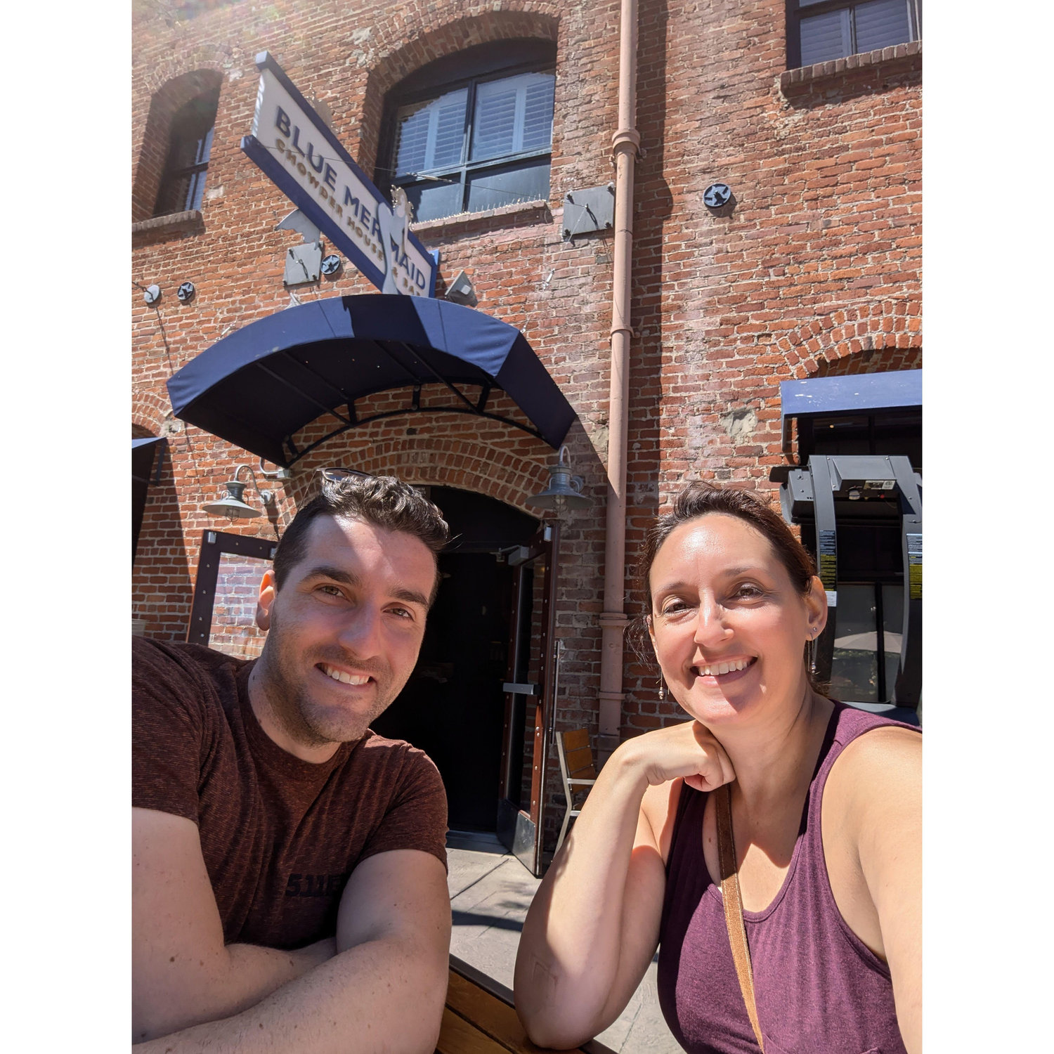 Together at the Blue Mermaid in San Francisco to eat the best crab chowder in a sourdough bread bowl.