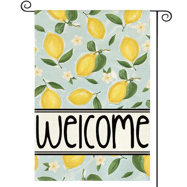 AVOIN colorlife Summer Lemon Garden Flag 12x18 Inch Double Sided Outside, Welcome Seasonal Yard Outdoor Flag