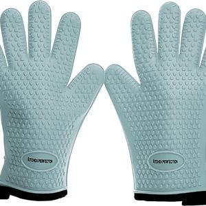 OCEAN - KITCHEN PERFECTION Silicone Smoker Oven Gloves -Extreme Heat Resistant BBQ Gloves -Handle Hot Food Right on Your Smoker Grill Fryer Pit|Waterproof Oven Mitts Grill Gloves |Superior Value Set+3 Bonuses