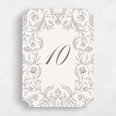 Grey Ticket Wedding Table Number - Loxley