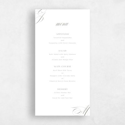 Dark Sage, White Wedding Menu - Conques