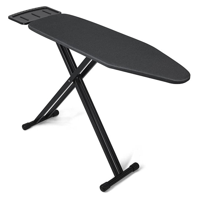 Duwee 13"x43" Ironing Board with Heat Resistant Cover and Thicken Felt Pad, Ironing Boards with Silicone Steam Iron Rest, Heavy Sturdy T-Legs,Black
