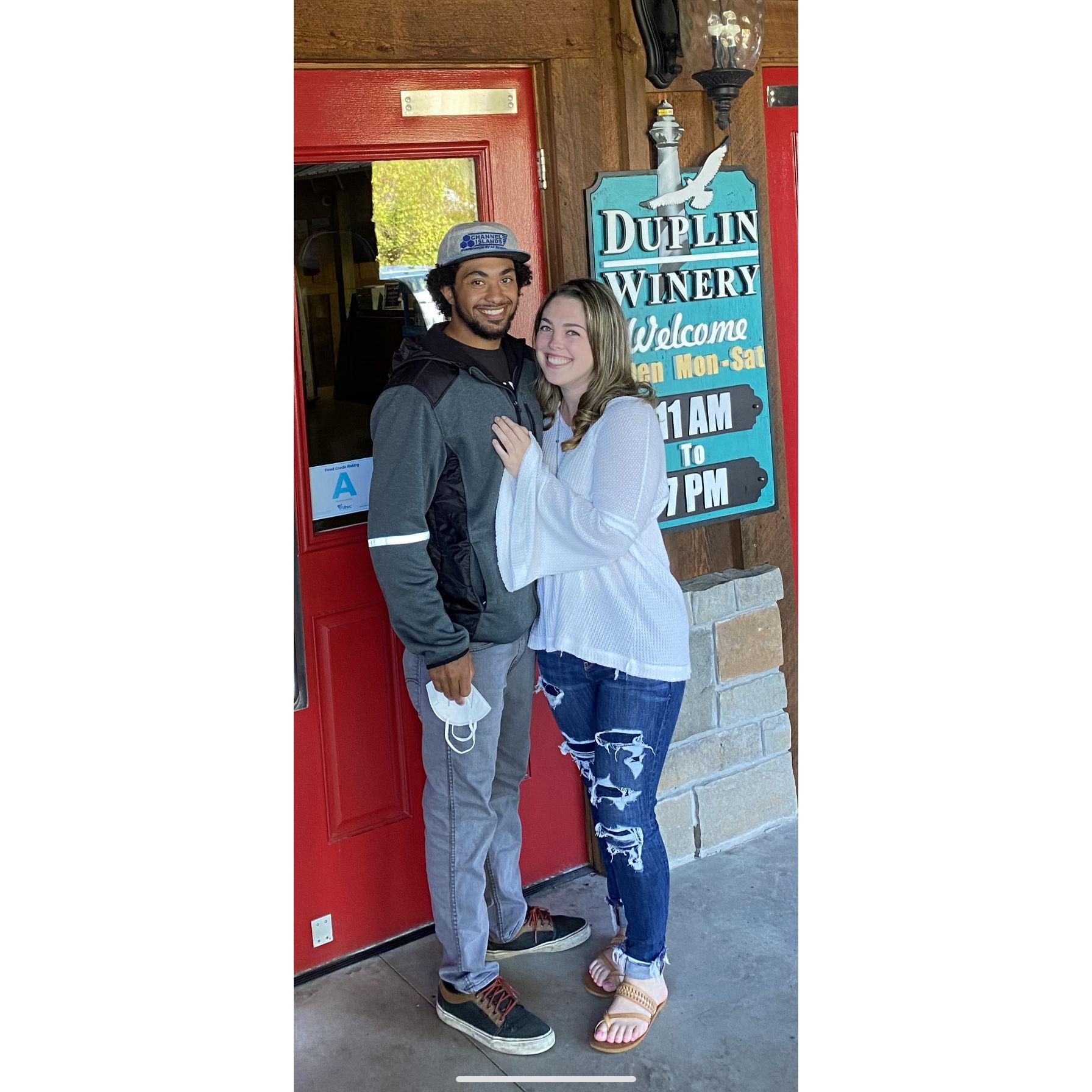 October 17, 2020: When Cassandra was completing her Occupational Therapy fieldwork rotation in South Carolina, Tony came to visit her multiple times. This was from our date to the local winery.