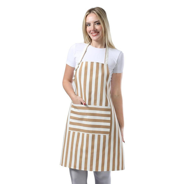 TOSHEX Kitchen Apron Waterdrop Resistant Cotton Apron with adjustable Aprons for Women with Pockets Cooking Apron Chef Apron for Men (1, Brown)