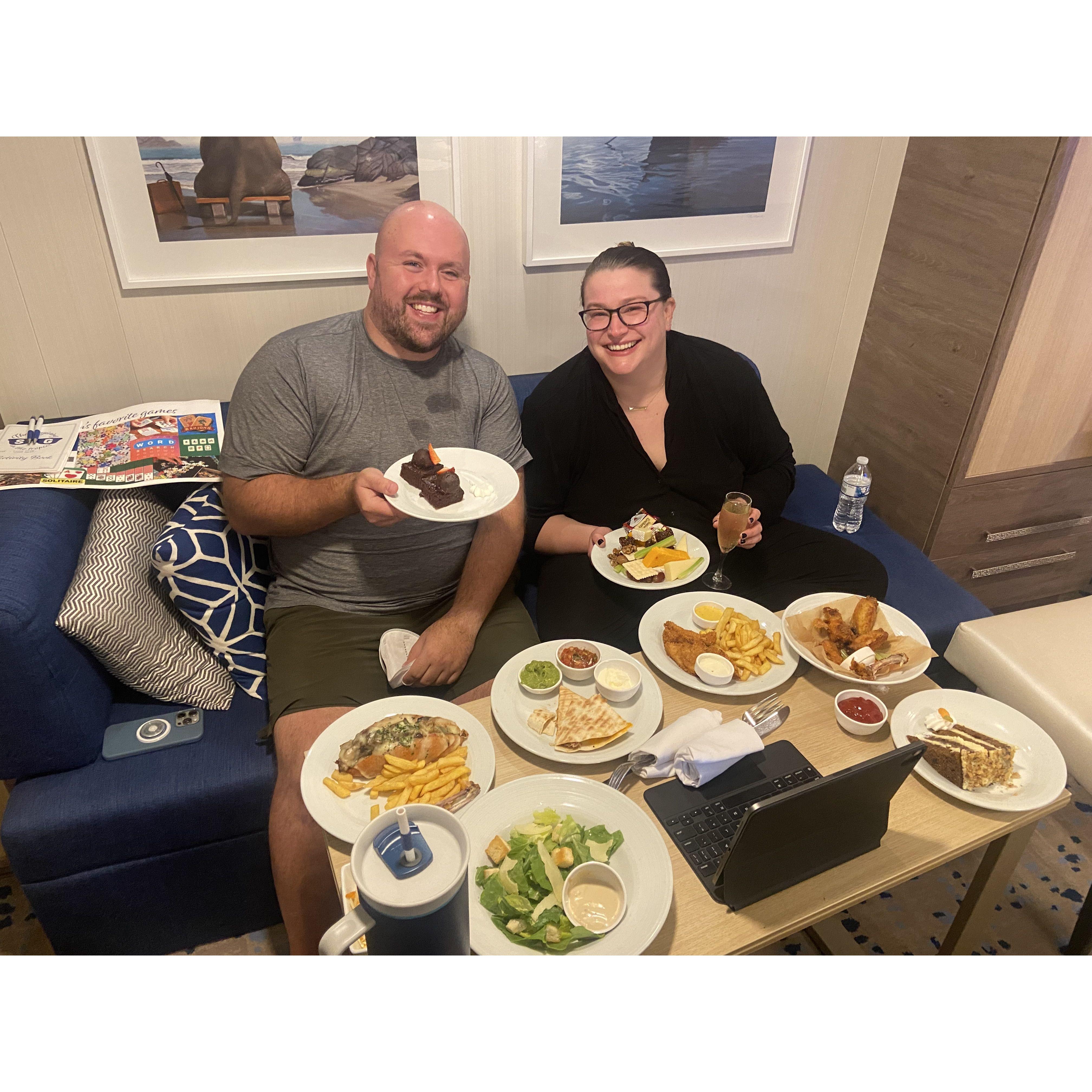 Spent our first cruise together quarantined in our cabin.