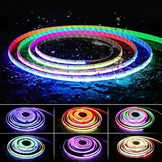 PAUTIX RGB Smart IC COB LED Strip Light IP65 Waterproof Addressable 24ft/7.5m,720LEDs/m UL-Listed 24V Chasing Color Strip Light Color Changing Flexible Tape Light(without Controller&Adapter)