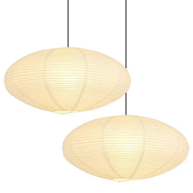 White Oval Paper Lantern Lampshade set of 2, 20"x10'' Paper Lanterns Pendant Light Shade, Chinese Foldable Design for Living Room, Bedroom, Ceiling Lampshade Party Decor