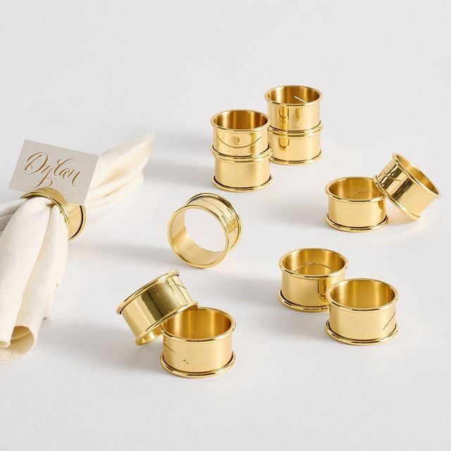 Caterers Box Napkin Rings, Set of 12 - Gold