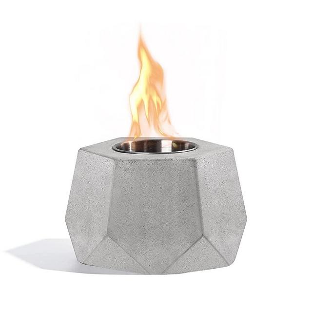Famboo Tabletop Fire Pit, Rubbing Alcohol Fireplace, Indoor Outdoor Portable Fire Concrete Bowl Pot, Ethanol Clean Burning Personal Concrete Smores Maker