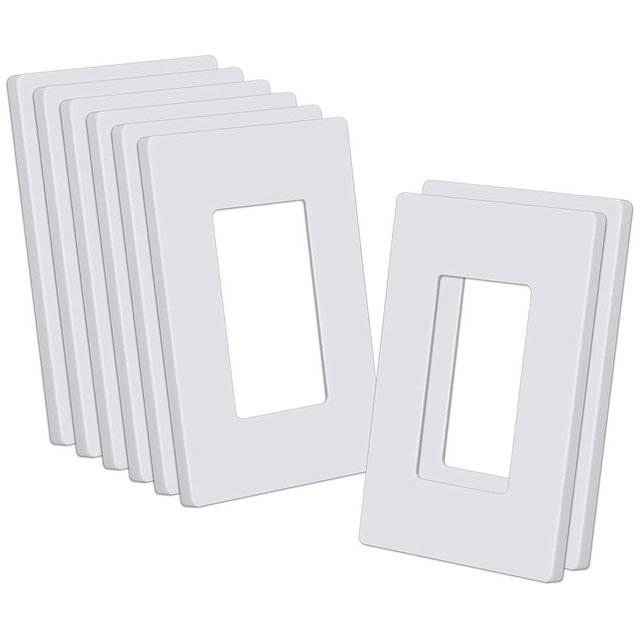 CML Decorator Screwless Wall Plate, 1-Gang Receptacle Outlet Cover, 8 Pack Hidden Screw Smooth Face Switch Plates, Standard Size 2.91"x4.68", UL Listed, White