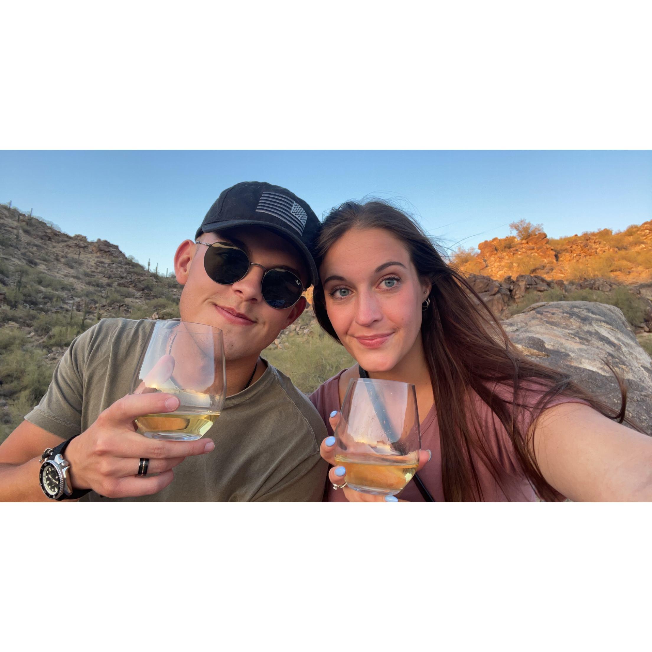 Wine in the Mountains at sunset