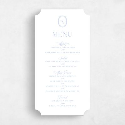 Blue Ticket Wedding Menu - Korina