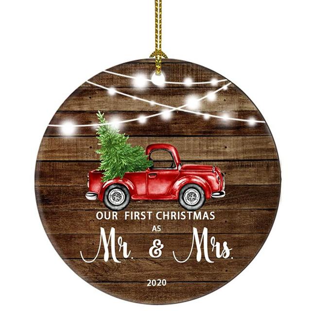 JUOOE 2020 Our First Christmas As Mr & Mrs Just Married Truck Tree Ornament Gift for Newlywed Couple 2020 (Our First Christmas as Mr. and Mrs)