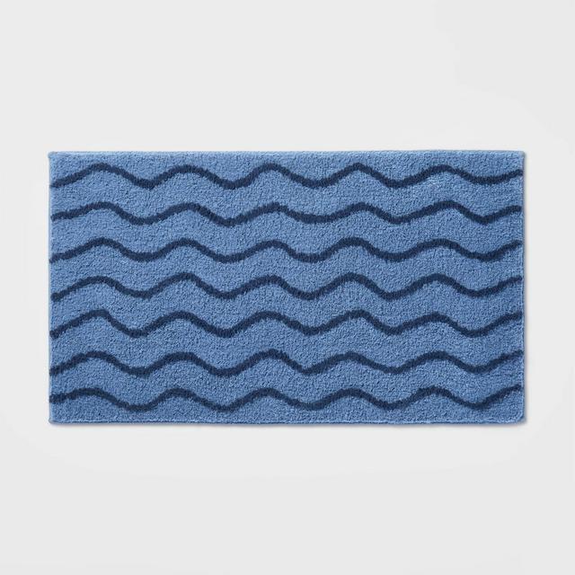 Wave Bath Rug Navy - Pillowfort™
