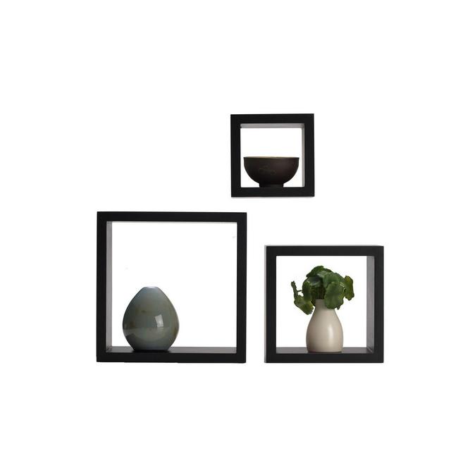 Melannco Square Wood Shelves, Set of 3, Espresso