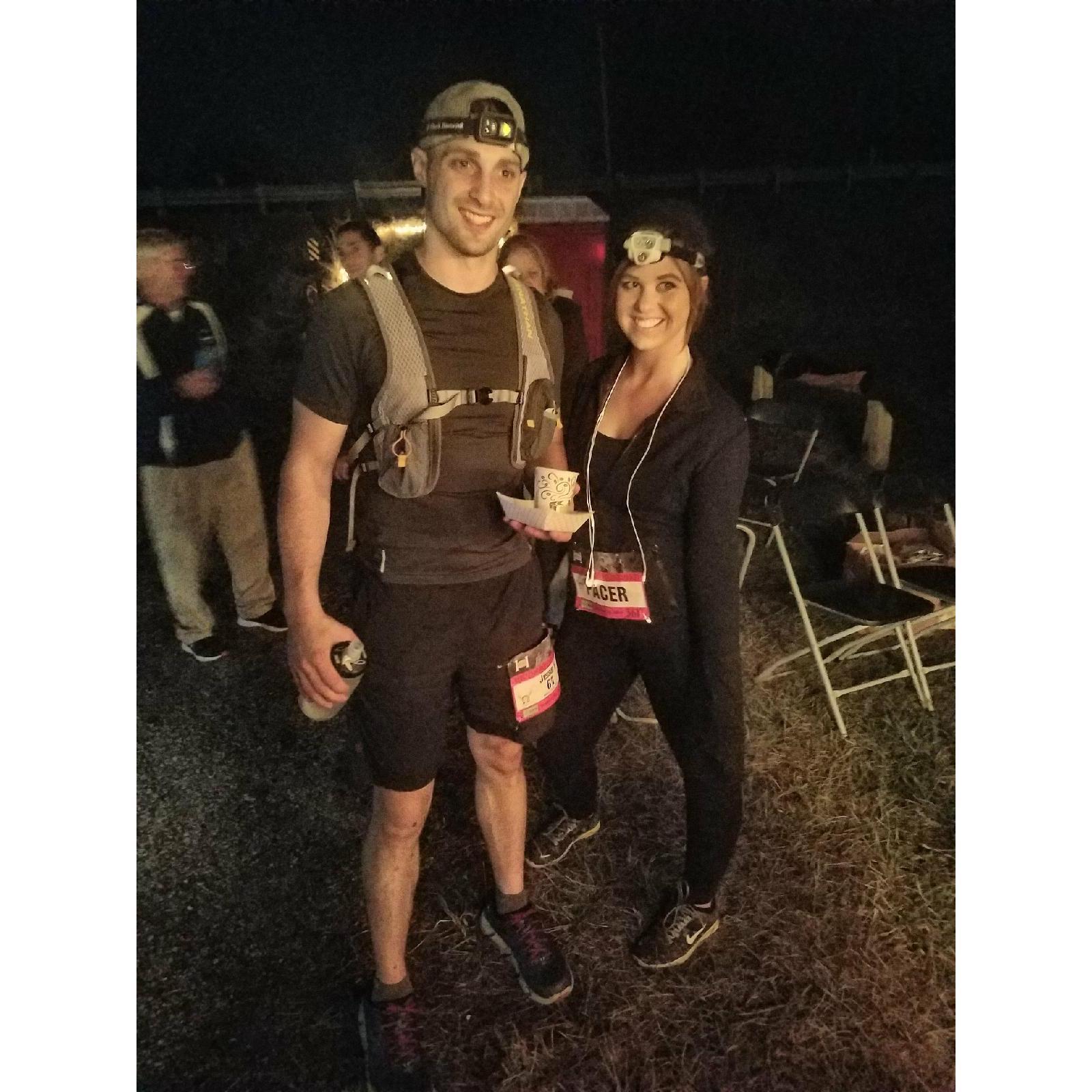 Jesse's first 100 mile ultra marathon. Abbey ran with Jesse for 15 miles in the middle of the night.