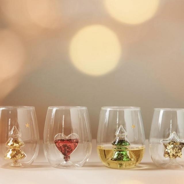 Yuletide Stemless Wine Glass