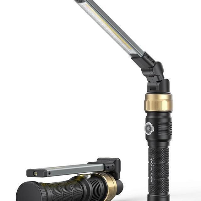 HOTLIGH Rechargeable Work Light - 5000mAh Magnetic Work Light with 360° Rotate Foldable Design, 1200 Lumens Led Work Light, 3 Lighting Modes Mechanic Light for Car Repairing/Emergency