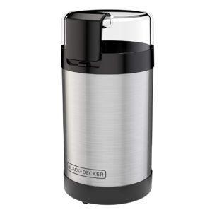 BLACK+DECKER One Touch Coffee Grinder, 2/3 Cup Coffee Bean Capacity, Spice Grinder, One Touch Push-Button Control -150 Watts -Stainless Steel Blades