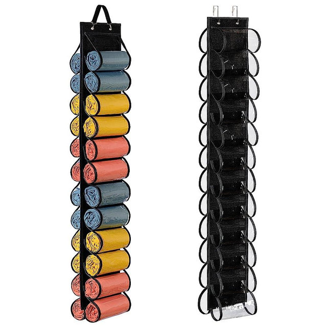 Lirex Hanging Yoga Legging Storage Organizer with 24 Pockets, Foldable Oxford Cloth Hanging Closet Organizer Shirts Jeans Storage Hanger Socks Holder for Family Closet Bedroom, Black