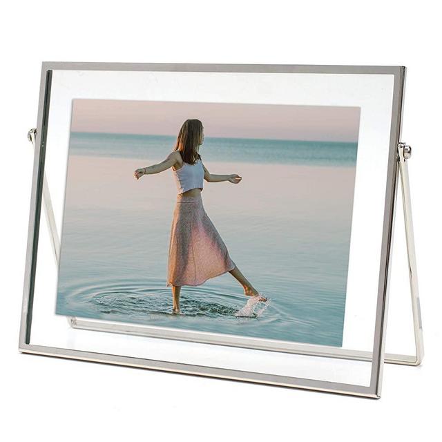 MIMOSA MOMENTS Silver Metal Floating Picture Frame (Silver, 5x7 Horizontal)