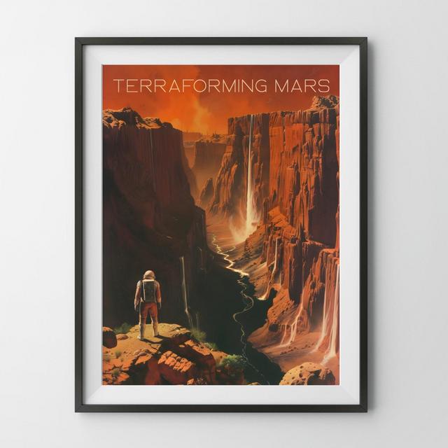 Terraforming Mars Board Game Poster, painting print wall art strategy game gift for board gamer dad father mom geek euro fan room decor