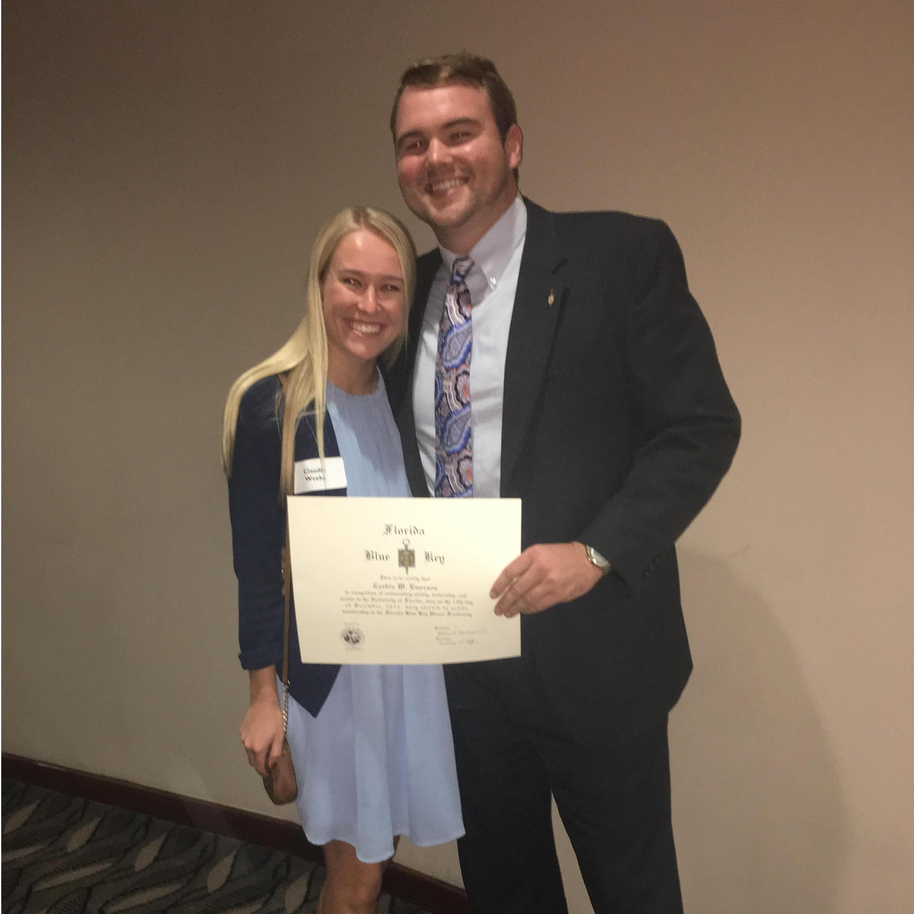 Cory's inauguration to Florida Blue Key - 2016