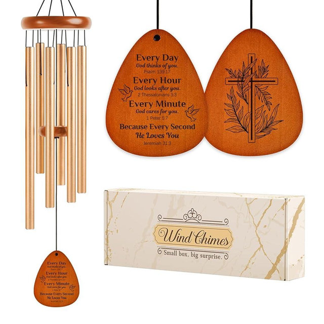 Aurahouse Christian Gifts for Women Men Faith, 36'' Religious Wind Chimes for Outside with Bible Verses, Religious Baptism Inspirational Spiritual Gifts for Women, Christian Birthday Gift