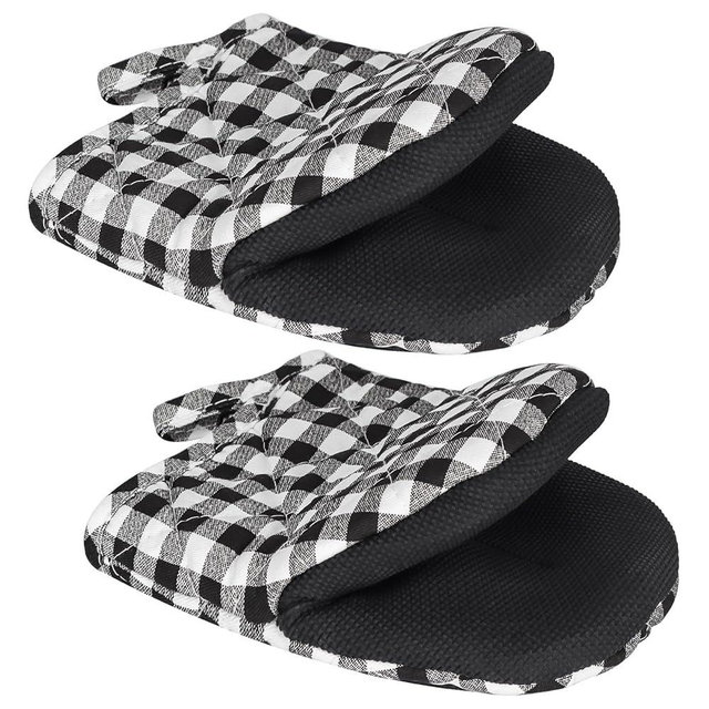 1 Pair Short Oven Mitts - Silicone Kitchen Oven Gloves High Heat Resistant 500℉, Mini Oven Mits with Non-Slip Grip Surfaces and Hanging Loop for BBQ, Baking, Cooking and Grilling