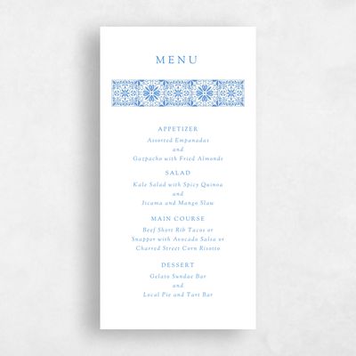Blue Fall Wedding Menu - Oluveri