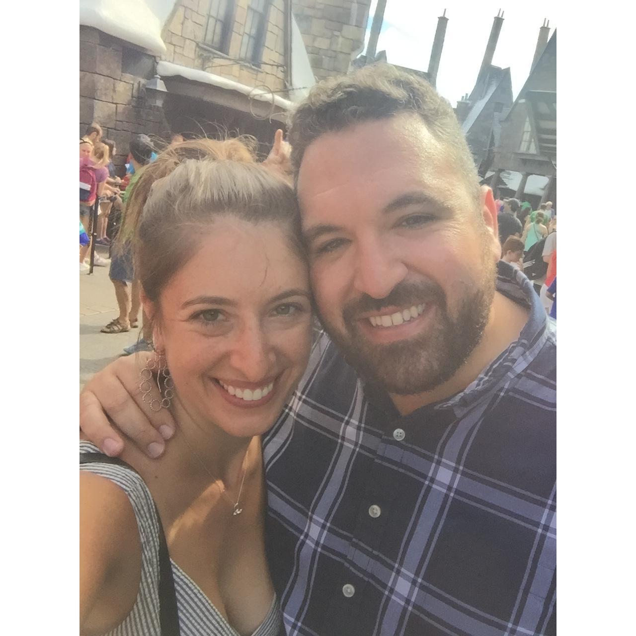 That's Hogsmeade in the background - The Wizarding World of Harry Potter, 2016. (Thank you, Florida!)