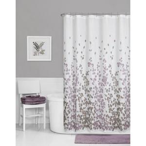 Maytex Sylvia Printed Faux Silk Fabric Shower Curtain, Purple
