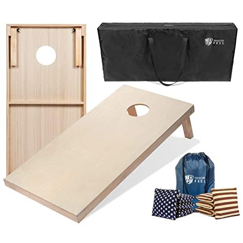 Tailgating Pros Cornhole Boards - 4'x2' & 3'x2' Cornhole Game w/Carrying Case & Set of 8 Corn Hole Bags - 150+ Color Combos! Optional LED Lights