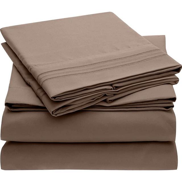 Mellanni Split King Sheet Set for Adjustable Bed - Hotel Luxury Bedding Sheets & Pillowcases - Extra Soft Cooling Bed Sheets - Deep Pocket up to 16 inch - Easy Care - 5 Piece (Split King, Taupe)