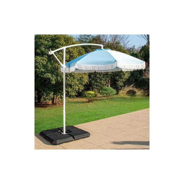 Captiva Designs 9ft Fringed Cantilever Offset Patio Market Umbrella Blue