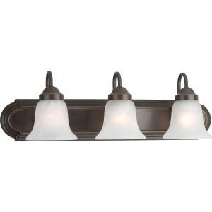24 in. 3-Light Antique Bronze Bathroom Vanity Light with Alabaster Glass