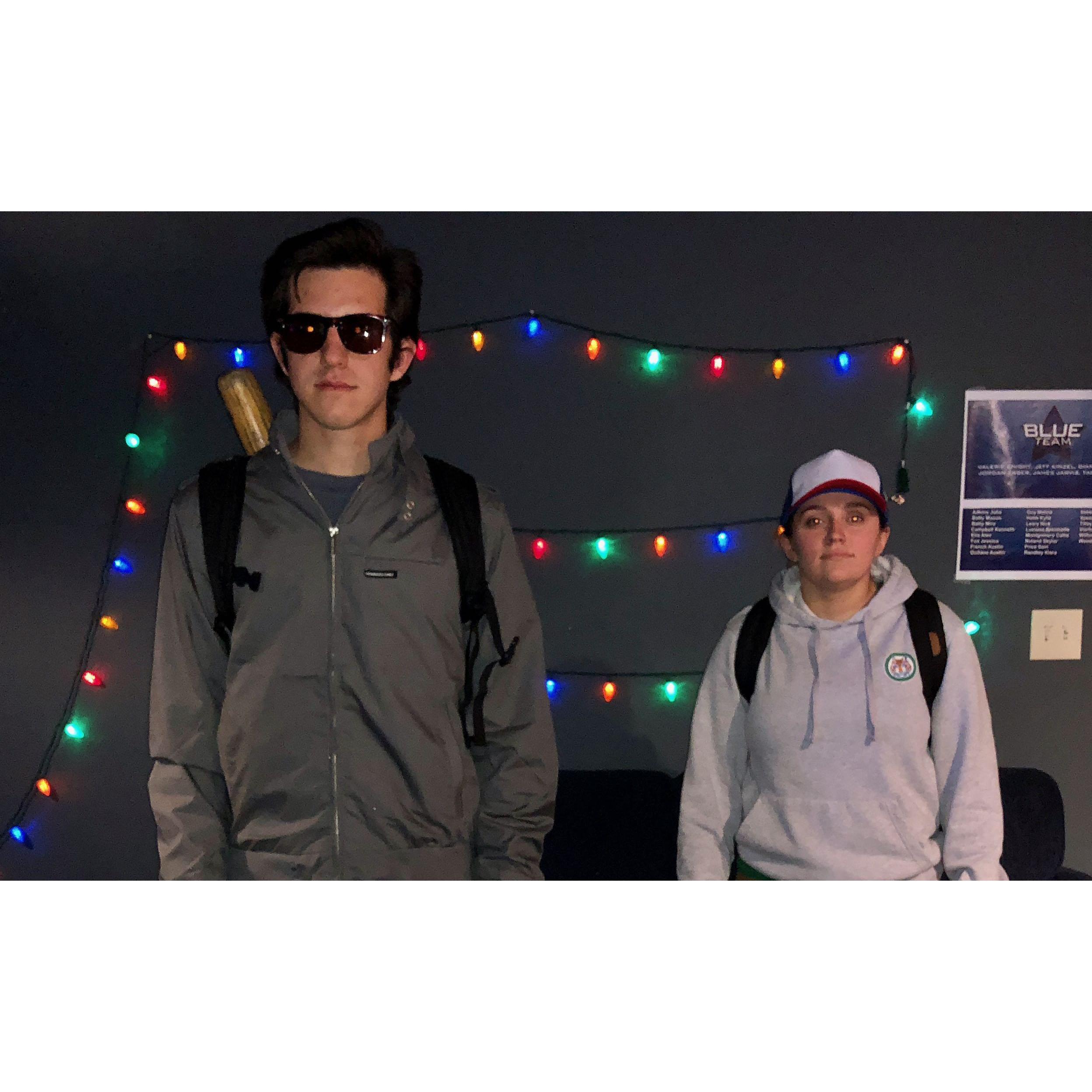 Stranger Things night at church. Mikey's dressed up as Steve and JL's dressed up as Dustin