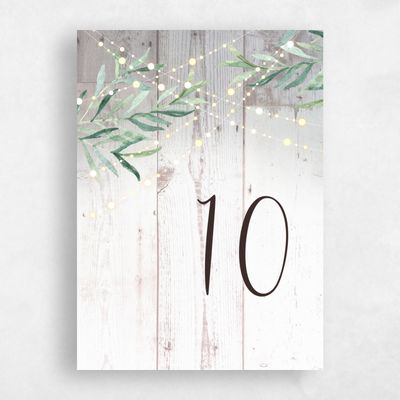 Light Wood, White Wedding Table Number - Saranac