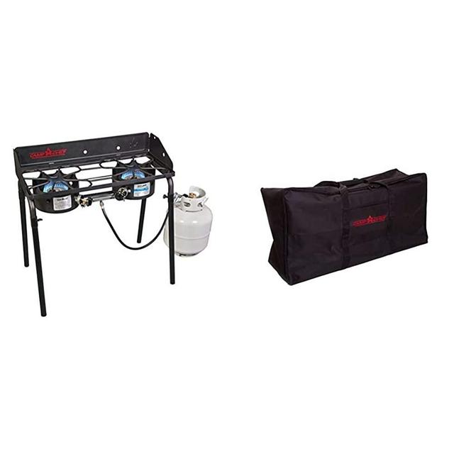 Camp Chef EX60LW Explorer 2 Burner Outdoor Camping Modular Cooking Stove & CB60UNV Stove Carry Bag for 2 Burner Grill Heavy Duty Black