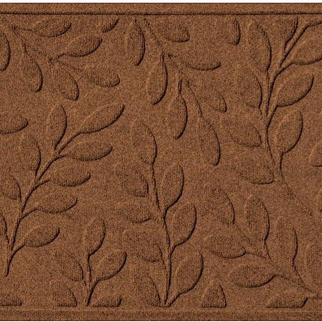 Bungalow Flooring Waterhog Door Mat, 2' x 3', Made in USA, Durable and Decorative Floor Covering, Skid Resistant, Indoor/Outdoor, Water-Trapping, Brittney Leaf Design, Dark Brown