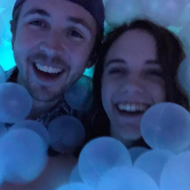 Playing in a ball pit