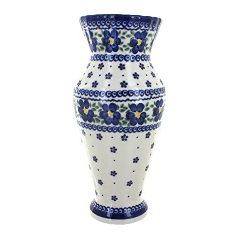 Blue Rose Polish Pottery Spring Blossom Tall Vase