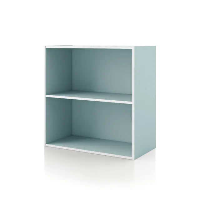 24/7 Shop At Home 23.7" Silkpath Modern 2 Tier Stackable and Modular Bookcase Light Blue