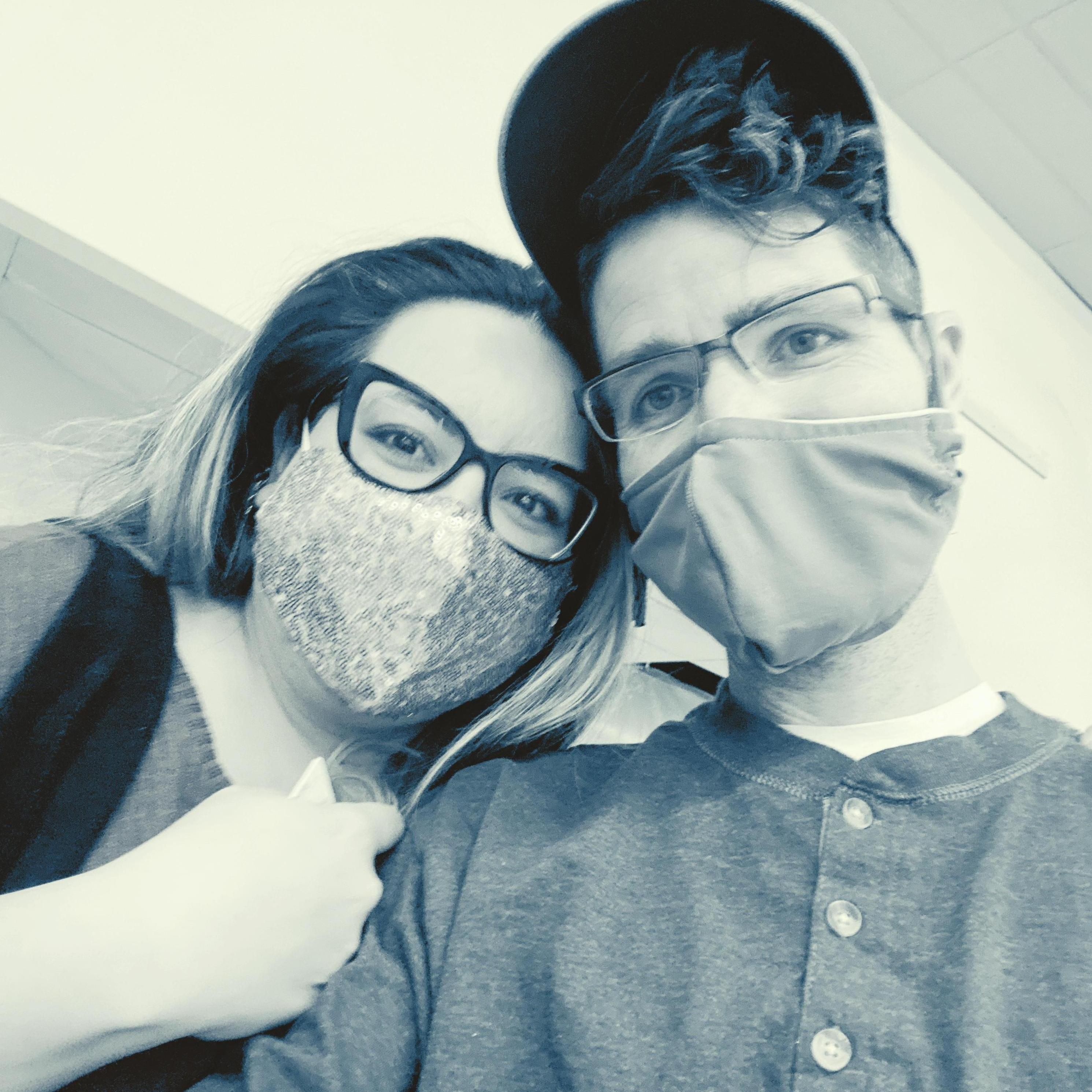 Here we are, getting ready to get our vaccine shots in Spring 2021. I'm not kidding. We prefer to do everything together.