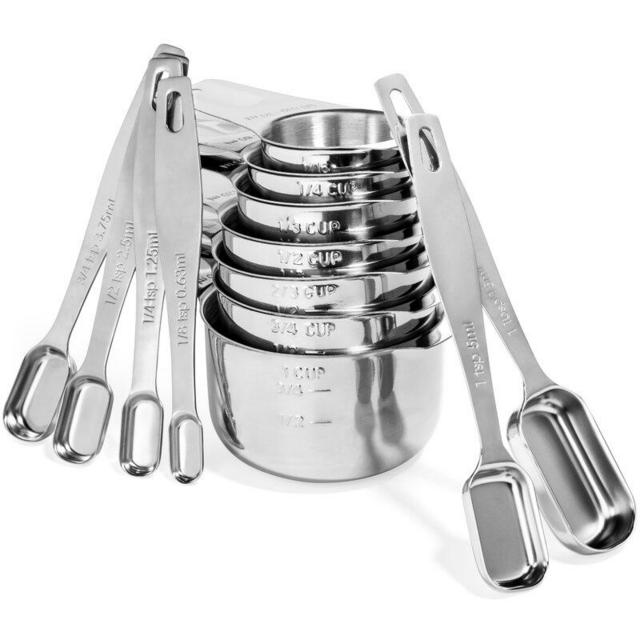 Basic Essentials 10-Pieces Stainless Steel Measuring Cup and Spoon Set
