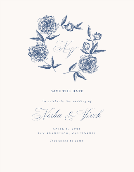 Pivoine Portrait | Dark Cobalt | Zola Save The Dates