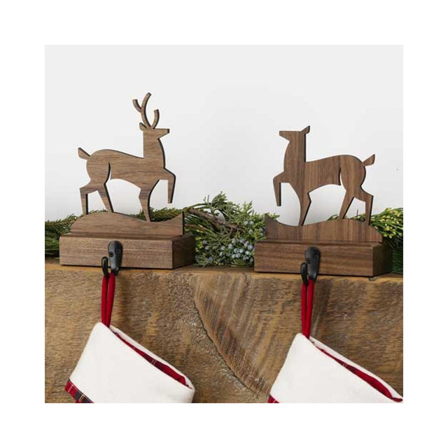 Deer Walnut Wood Stocking Hanger | MerryStockings
